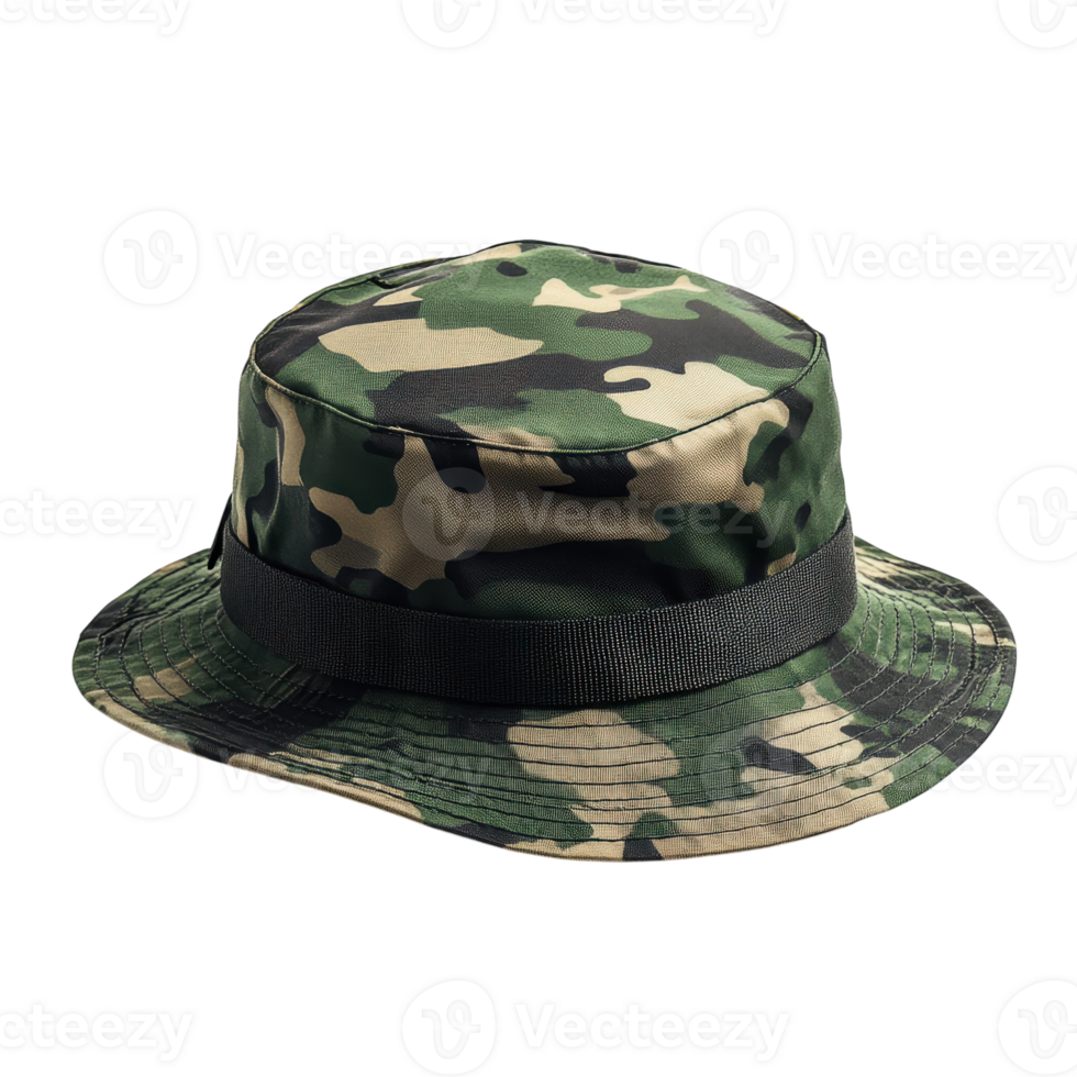 Camouflage Boonie Hat Mockup on transparent background. png