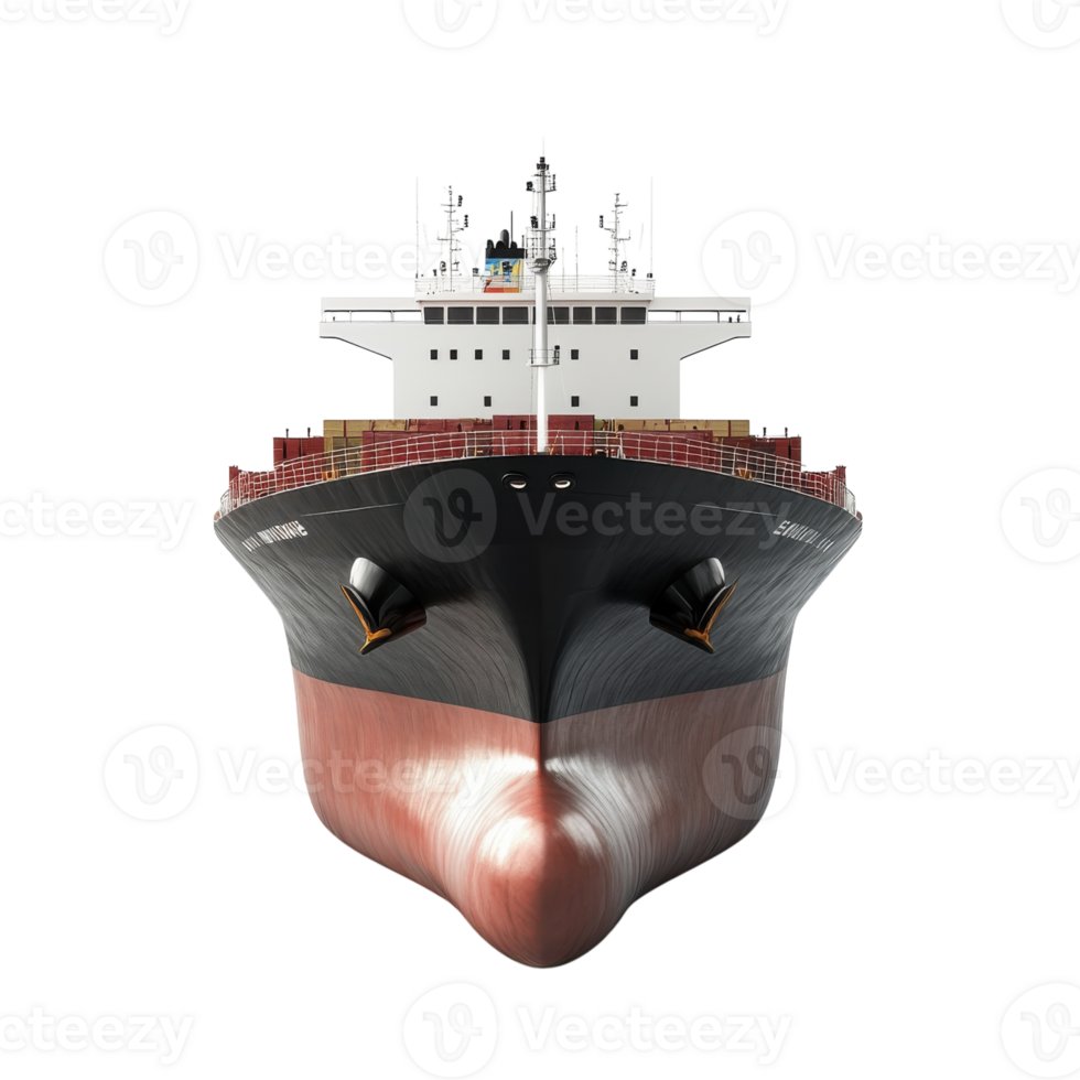 Cargo Ship 3D Model White on transparent background. png