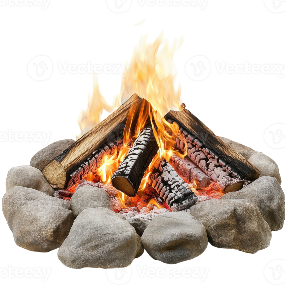Cozy Campfire Night Scene on transparent background. png