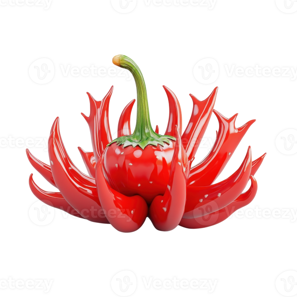 3D Chili Pepper Red Hot Object on transparent background. png