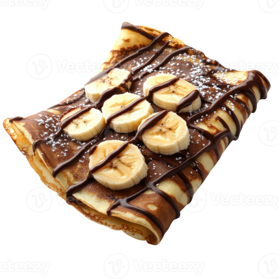 Delicious Banana Chocolate Crepe on transparent background. png