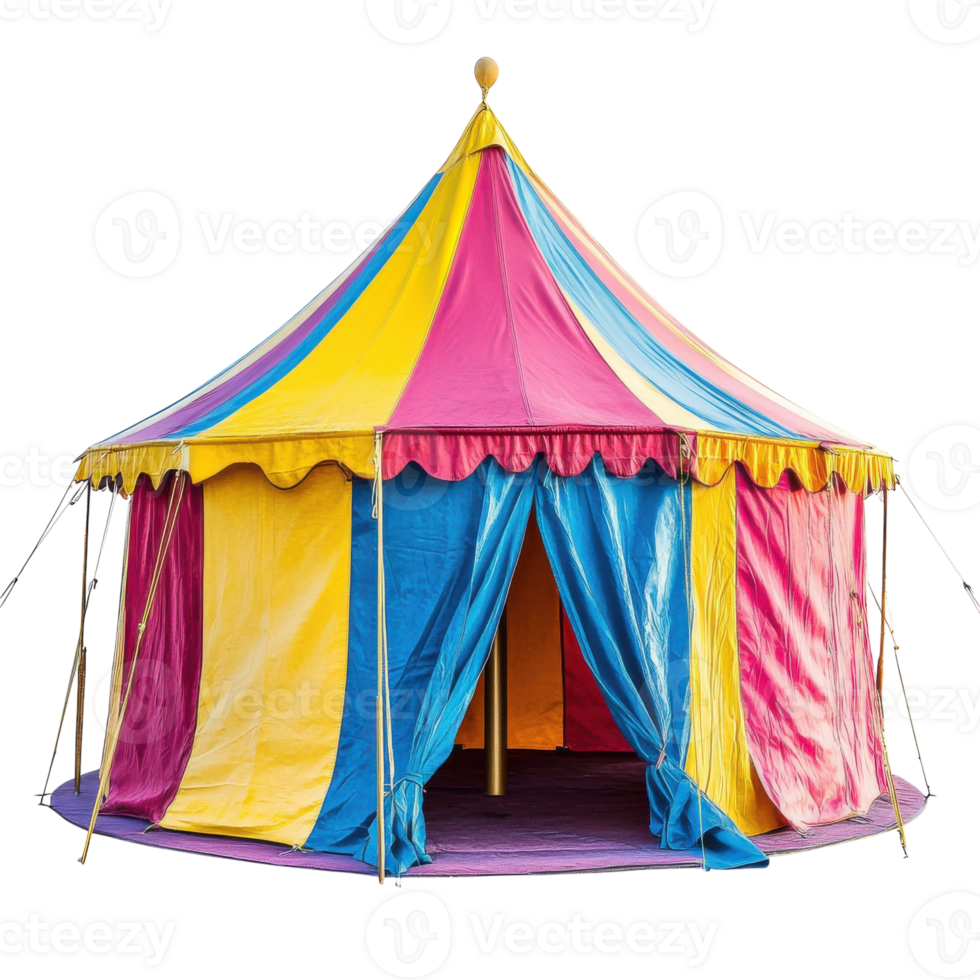 Colorful Camping Tent Setup on transparent background. png
