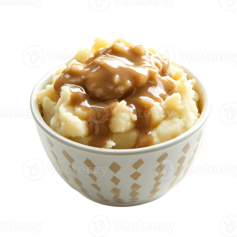 Creamy Mashed Potatoes Bowl on transparent background. png