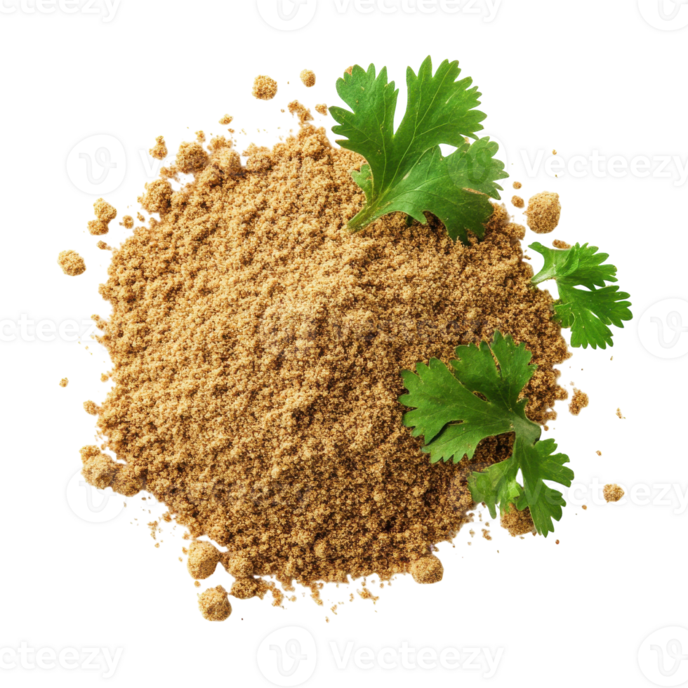 Coriander Powder Spice Background on transparent background. png
