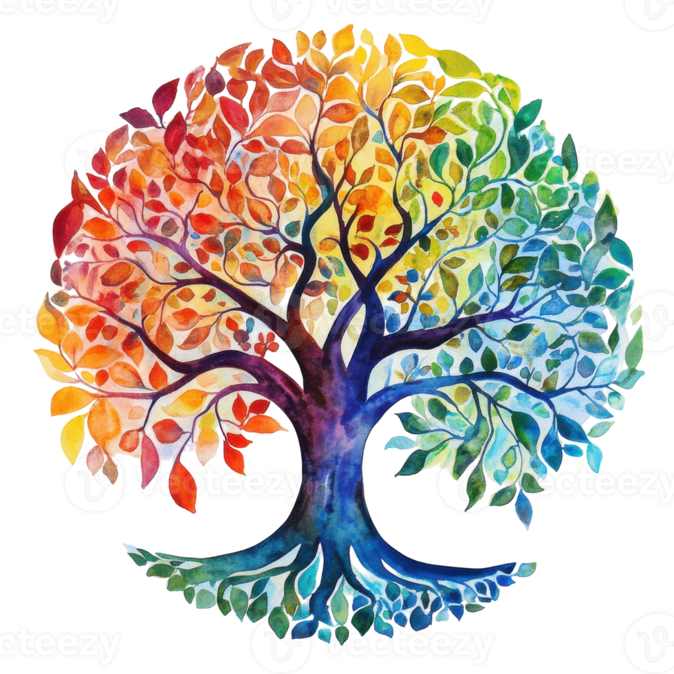 Tree of Life Mandala Art on transparent background. png