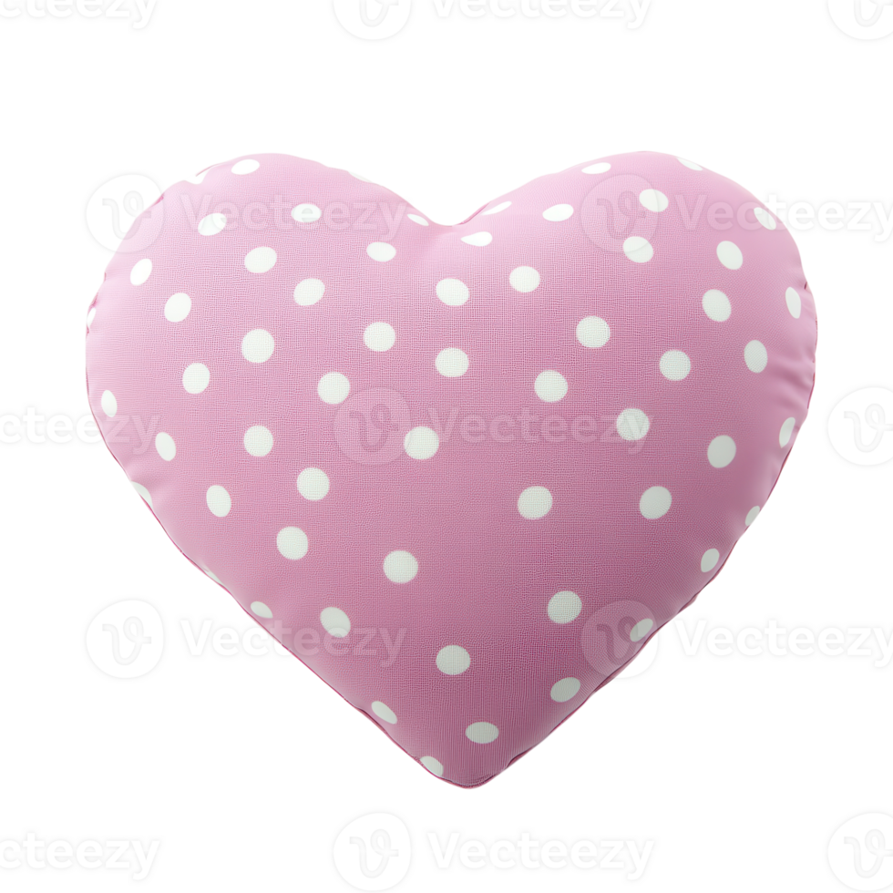 Pink Heart Shaped Cushion on transparent background. png