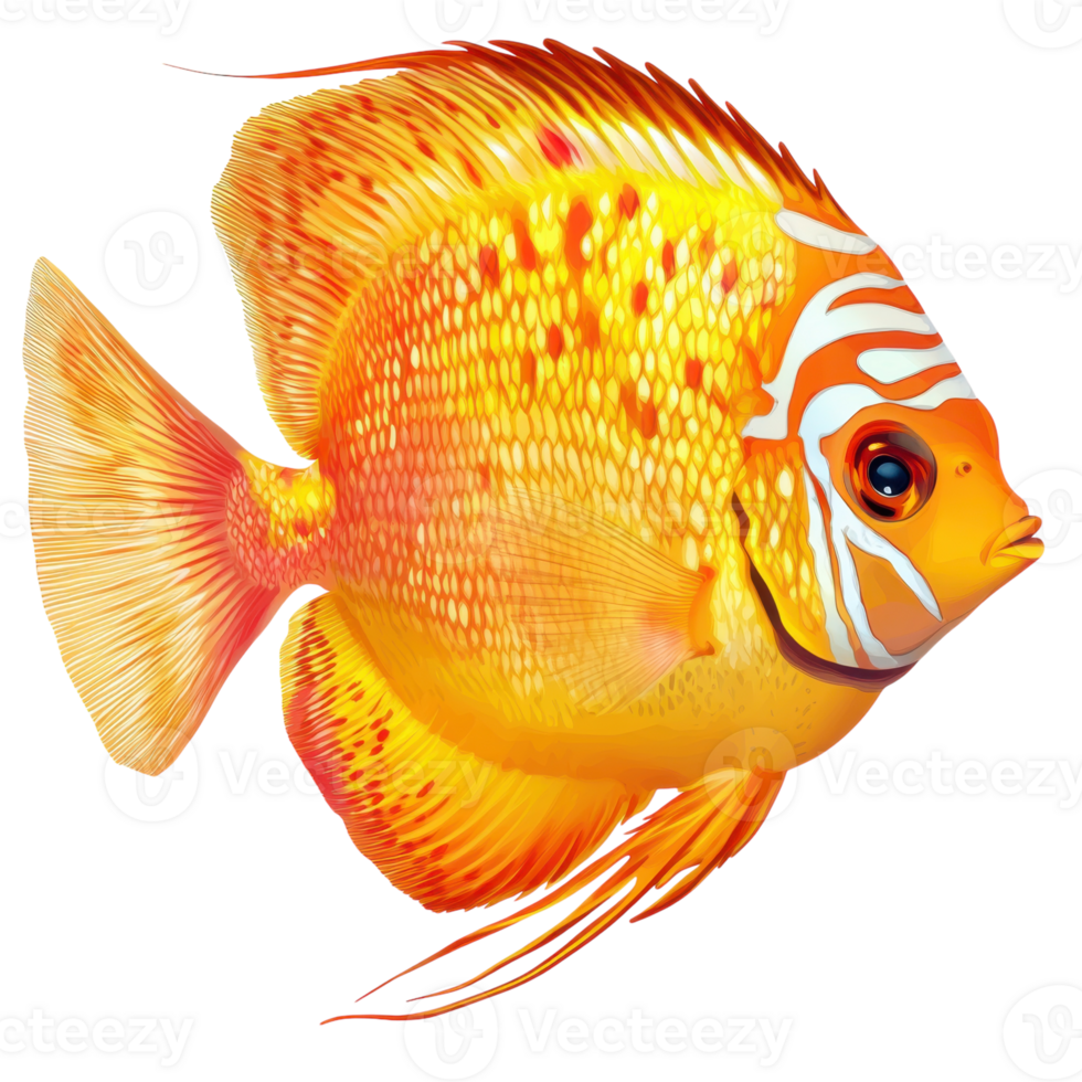 Discus Fish White Background on transparent background. png