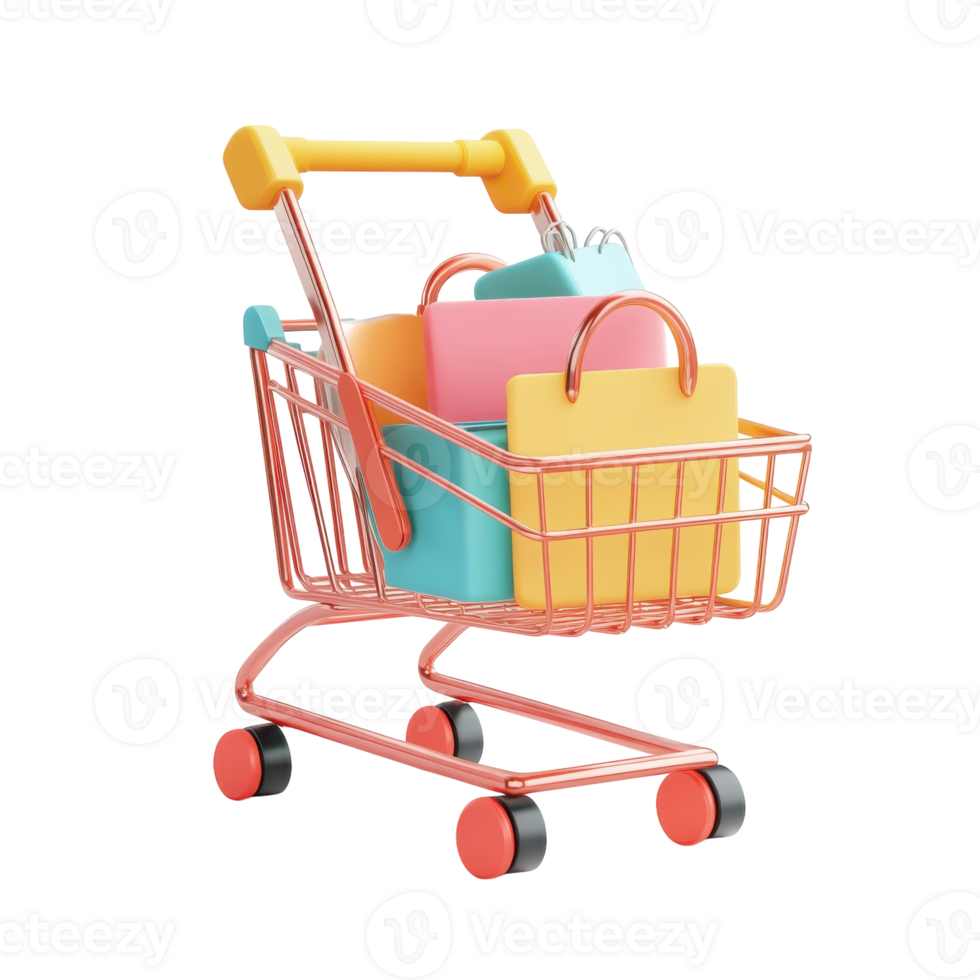 Ecommerce App 3D Object Mockup on transparent background. png