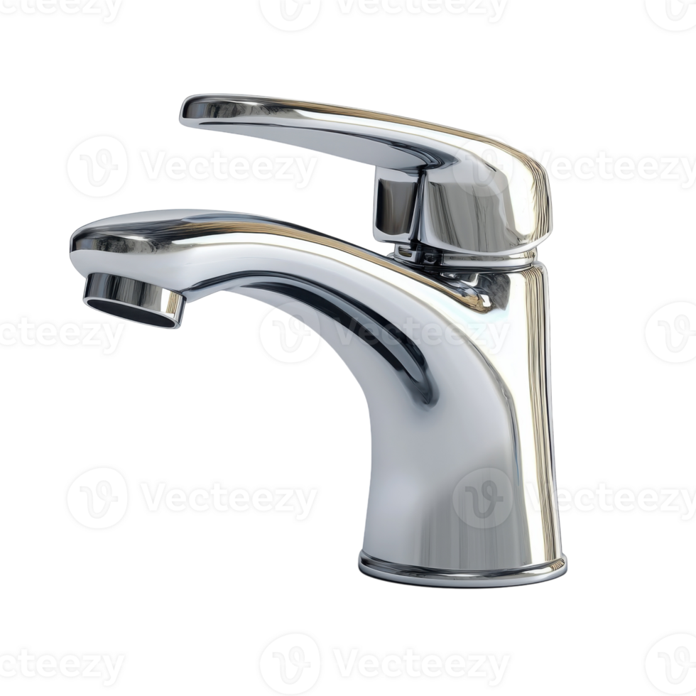 Modern Faucet 3D Model White on transparent background. png