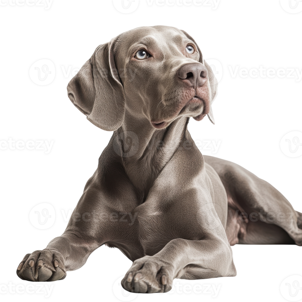 Elegant Gray Weimaraner Canine on transparent background. png