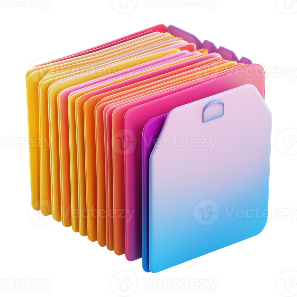 3D Document Object White Background on transparent background. png