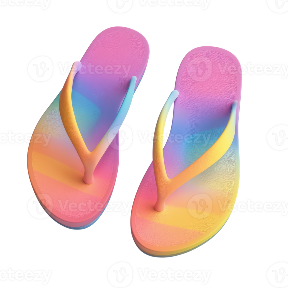 Summer Flip Flops 3D Model on transparent background. png