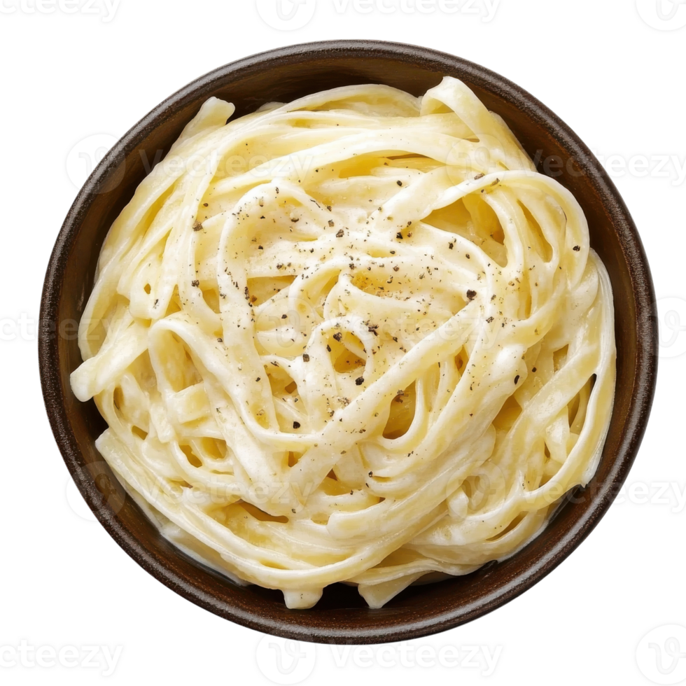 Creamy Alfredo Fettuccine Pasta on transparent background. png