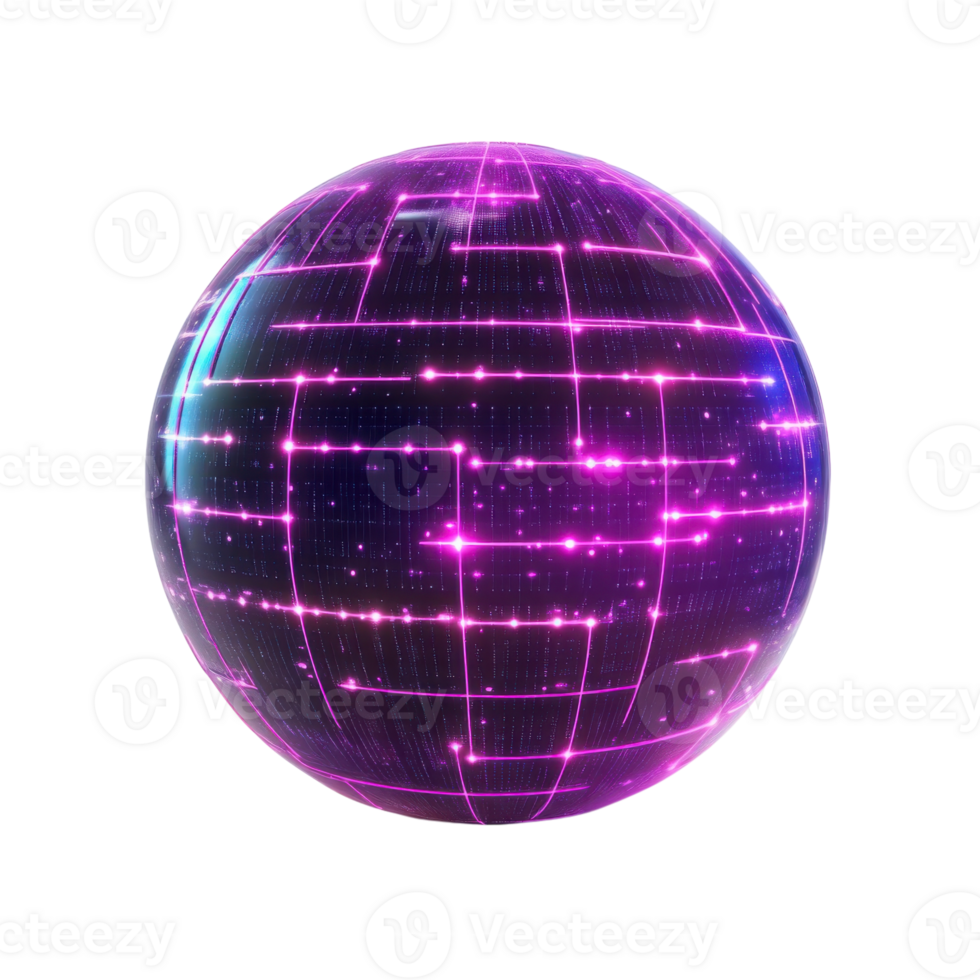 Futuristic Glowing Sphere on transparent background. png