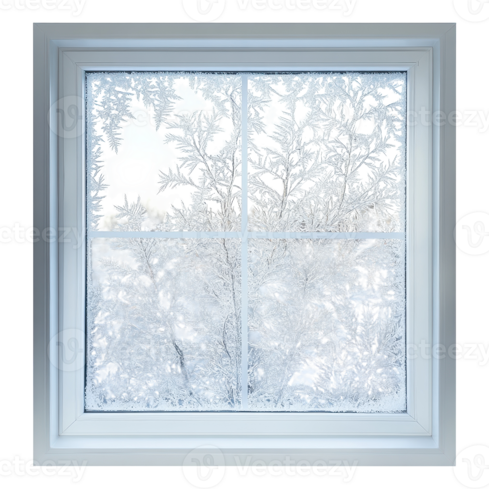 Stunning Ice Window Patterns on transparent background. png