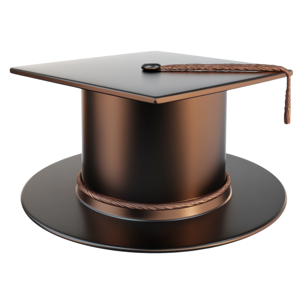 Graduation Cap 3D Render on transparent background. png