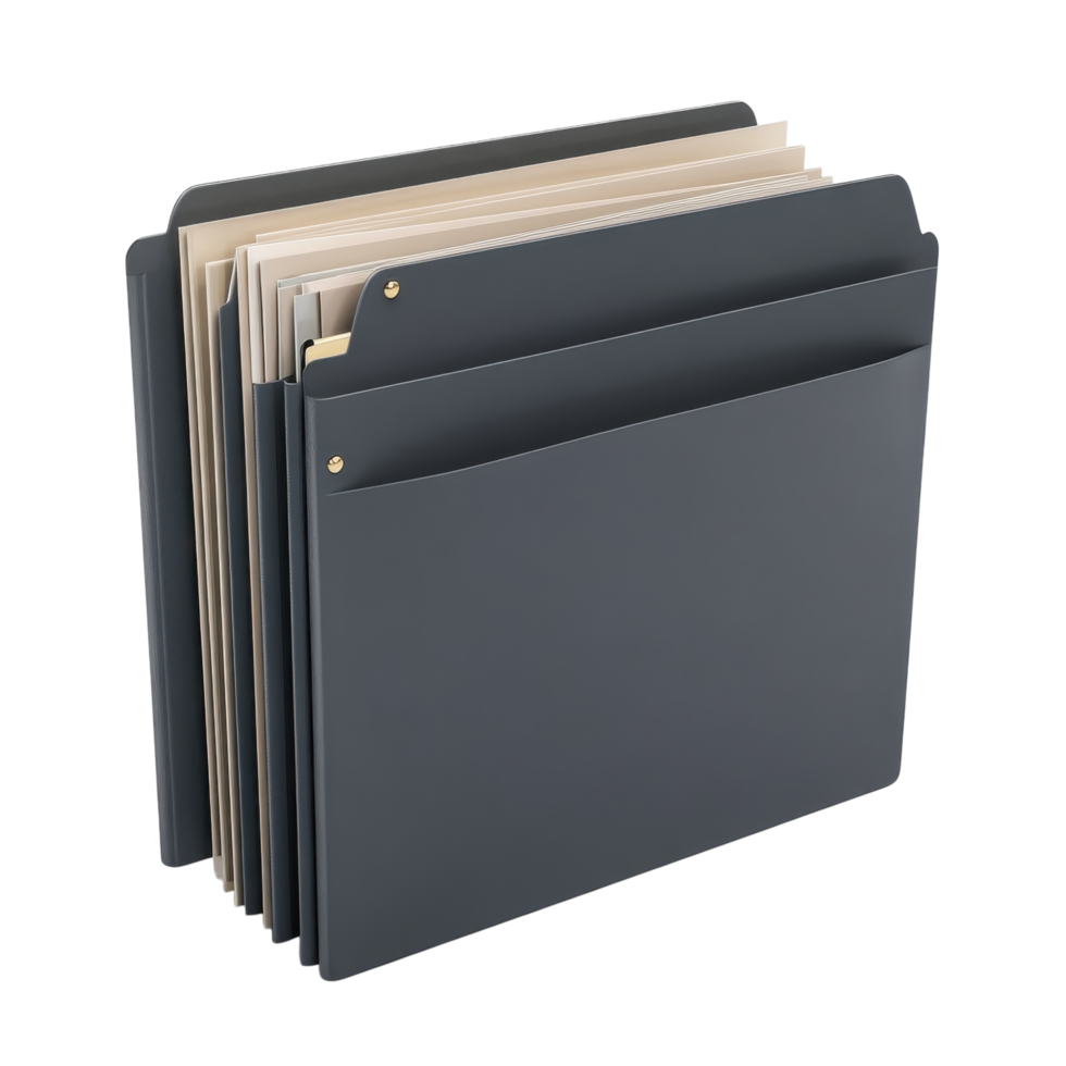 Gray File Folder Papers White on transparent background. png