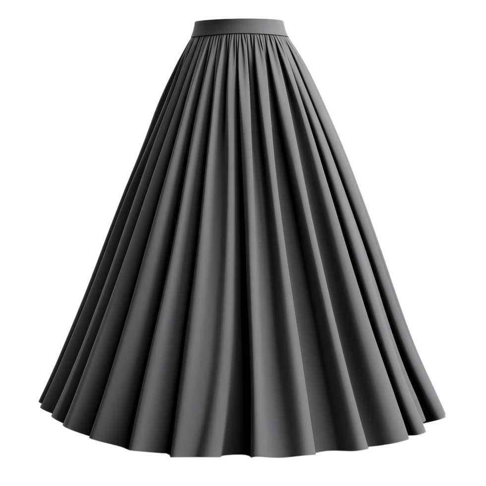 Gray Long Skirt 3D Model on transparent background. png