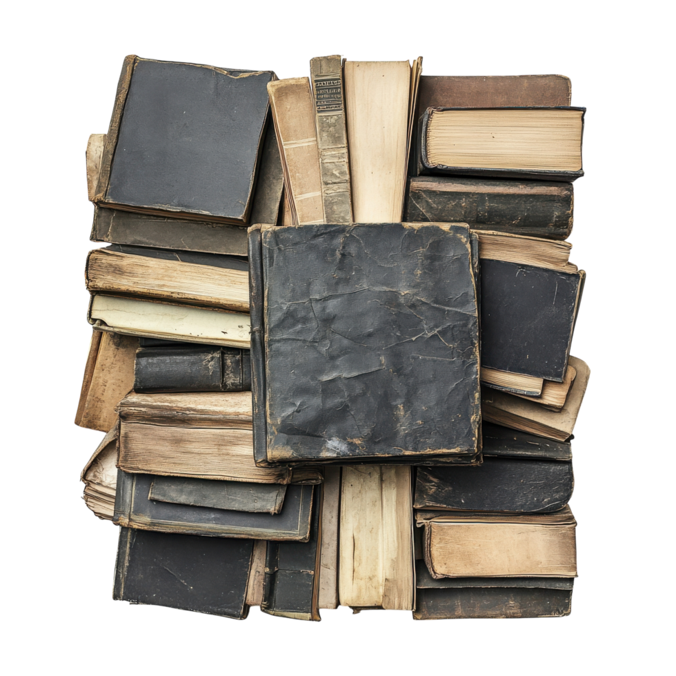Old Books Pile White Background on transparent background. png
