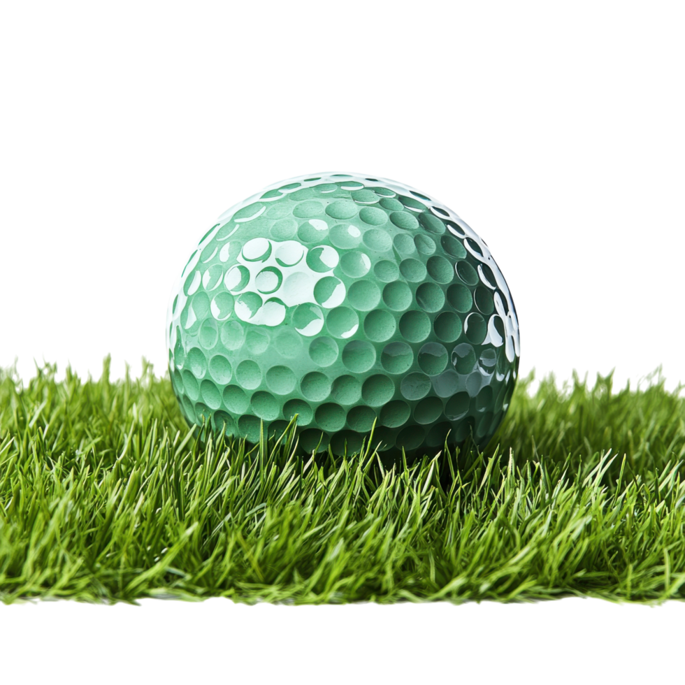 Green Golf Ball on Grass Field on transparent background. png