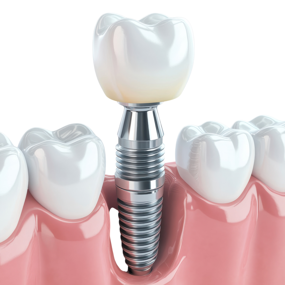 Dental Implant Titanium Screw on transparent background. png