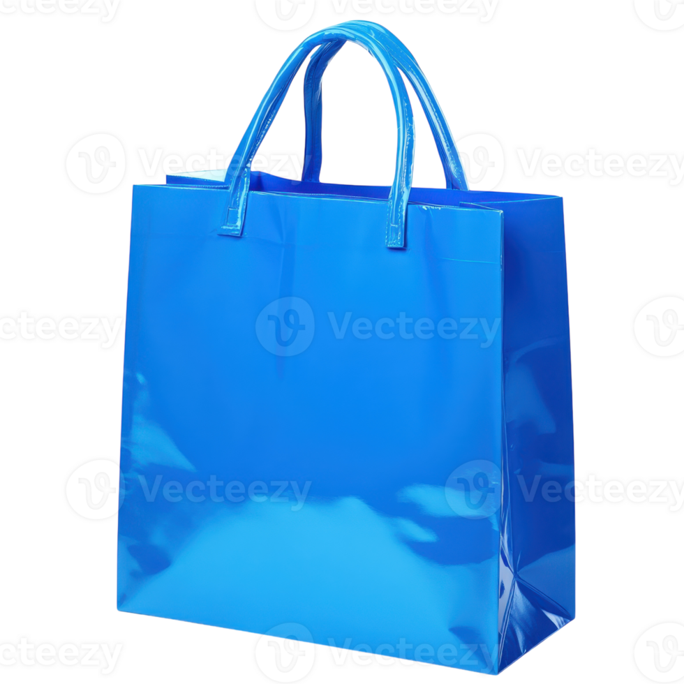 Blue Shopping Bag White Background on transparent background. png