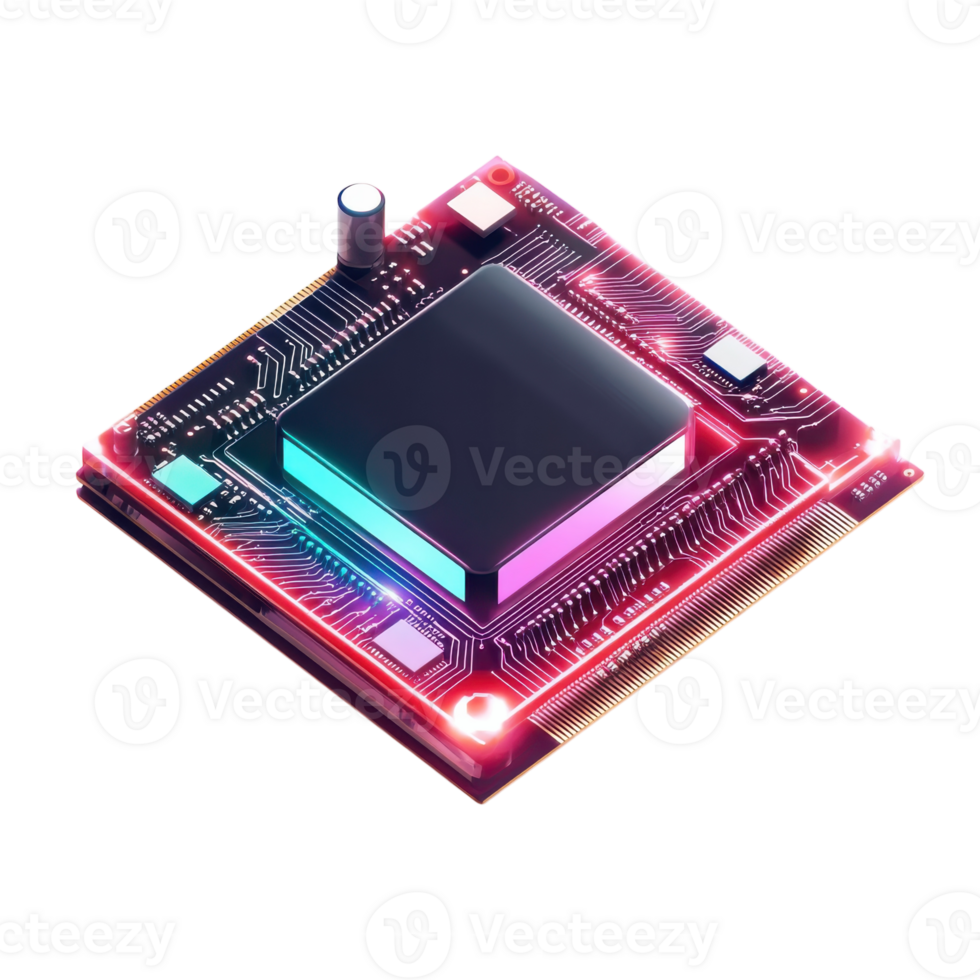 AI Chip 3D Model White Background on transparent background. png