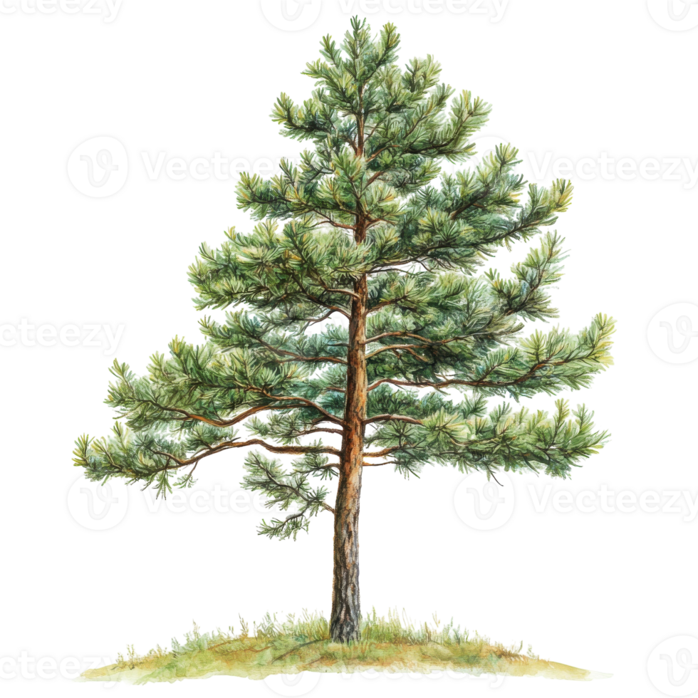 Majestic Pine Tree on White on transparent background. png