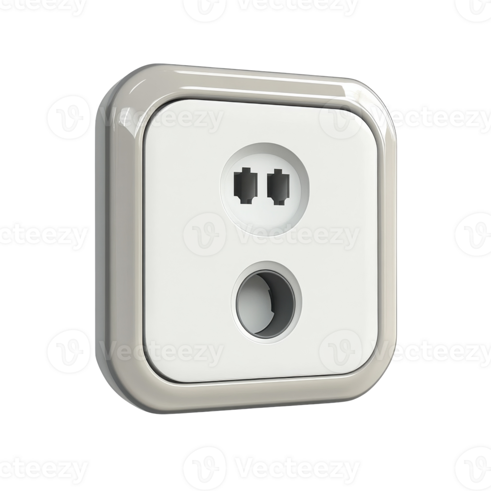 Power Socket 3D Model White on transparent background. png