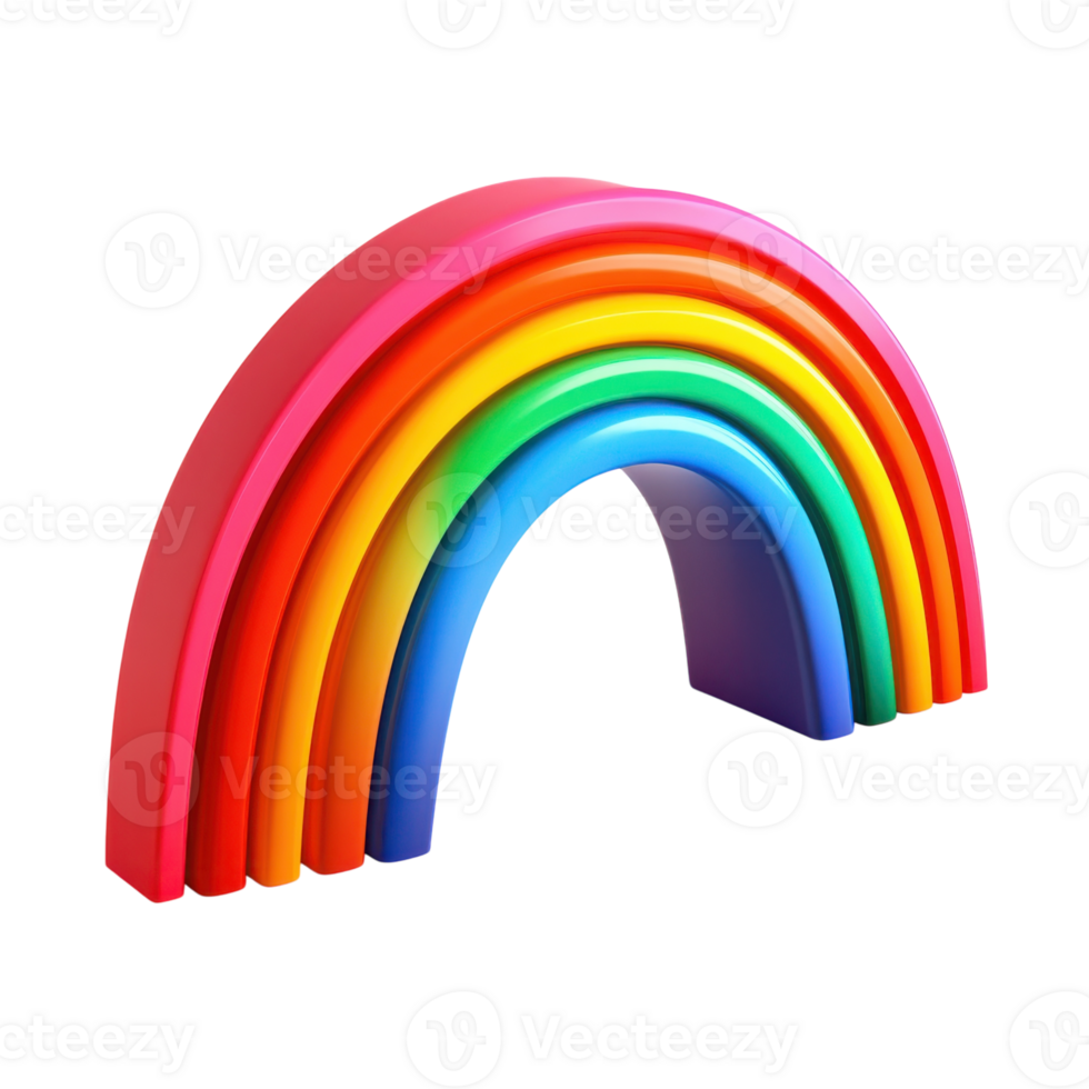 Vibrant Rainbow 3D Object on transparent background. png