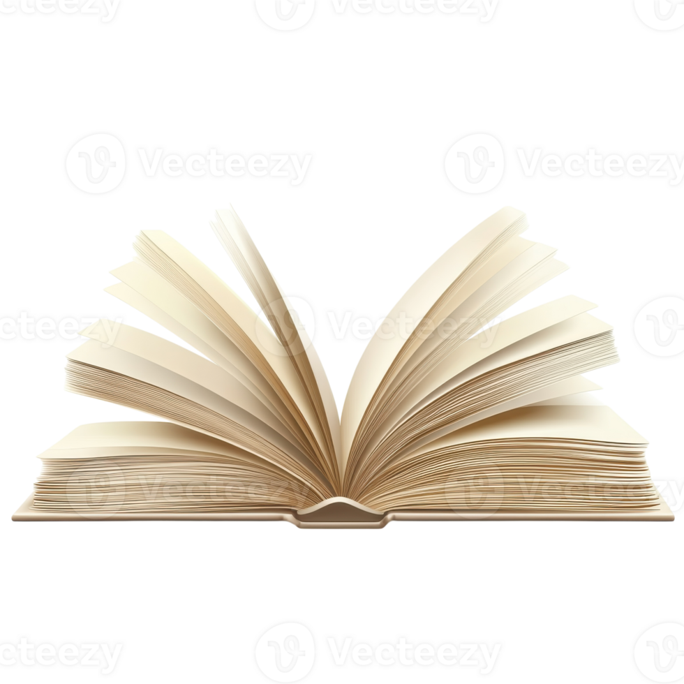 Open Book on White Background on transparent background. png