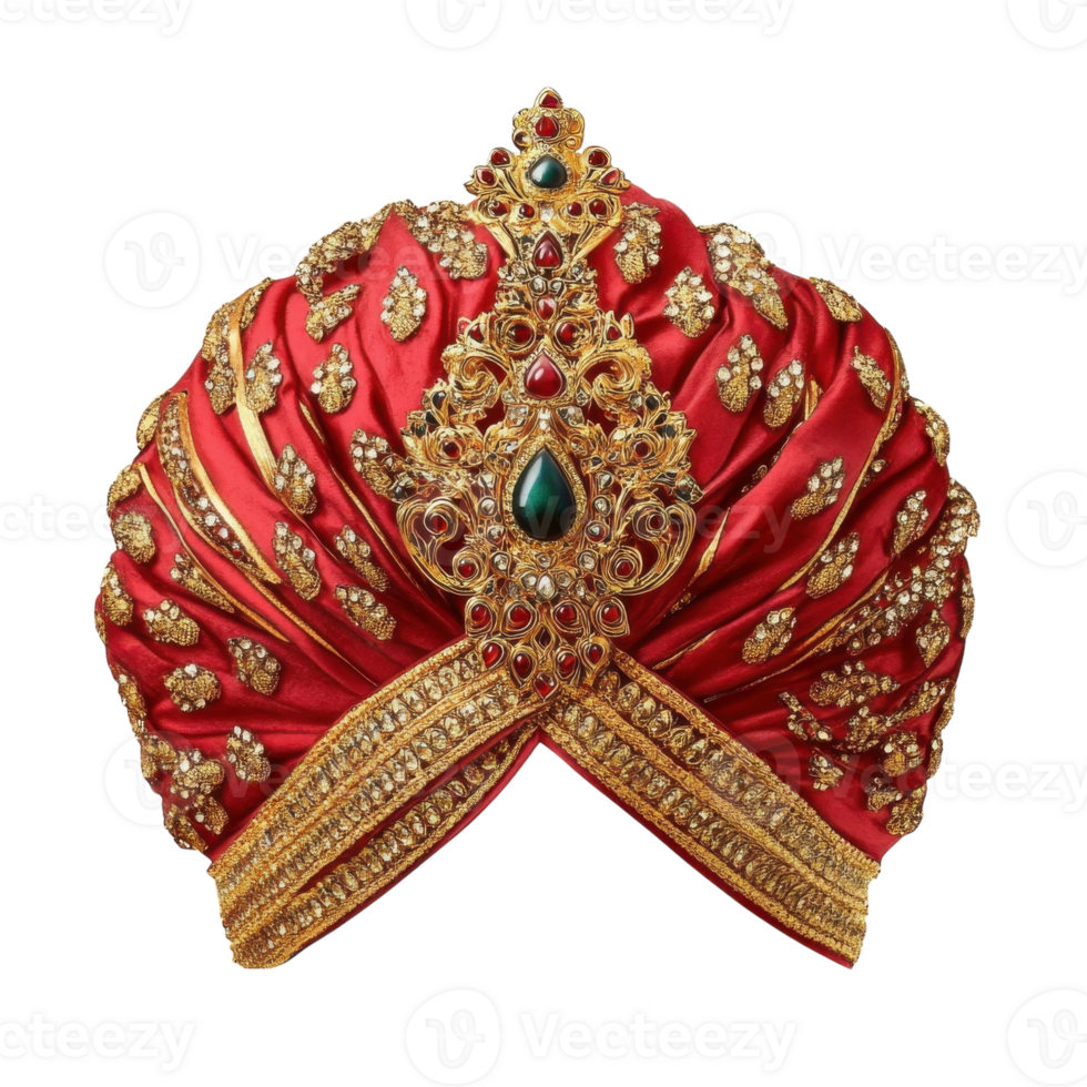 Ornate Jewel Indian Turban on transparent background. png