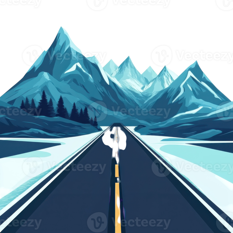 Mountain Road White Background on transparent background. png
