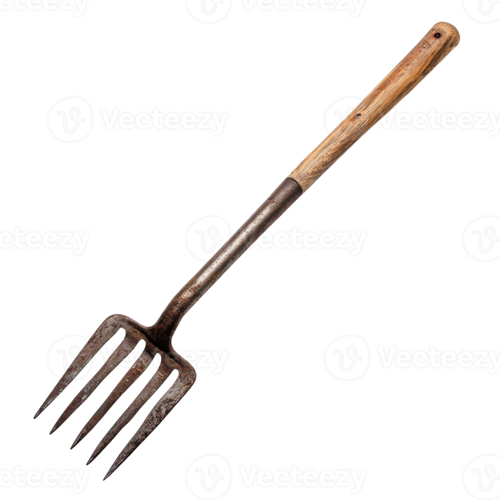Rustic Garden Pitchfork on transparent background. png