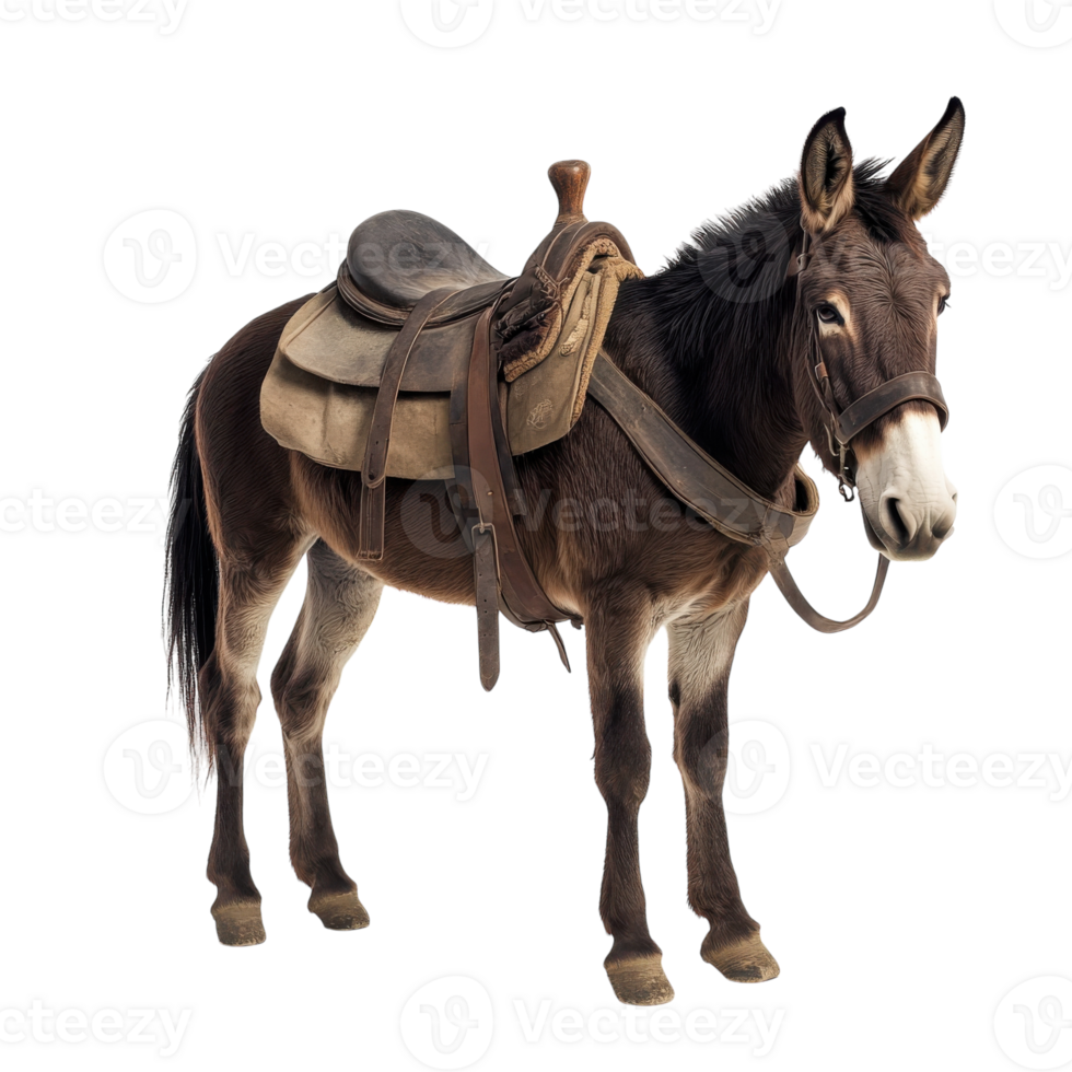Adorable Donkey on White on transparent background. png