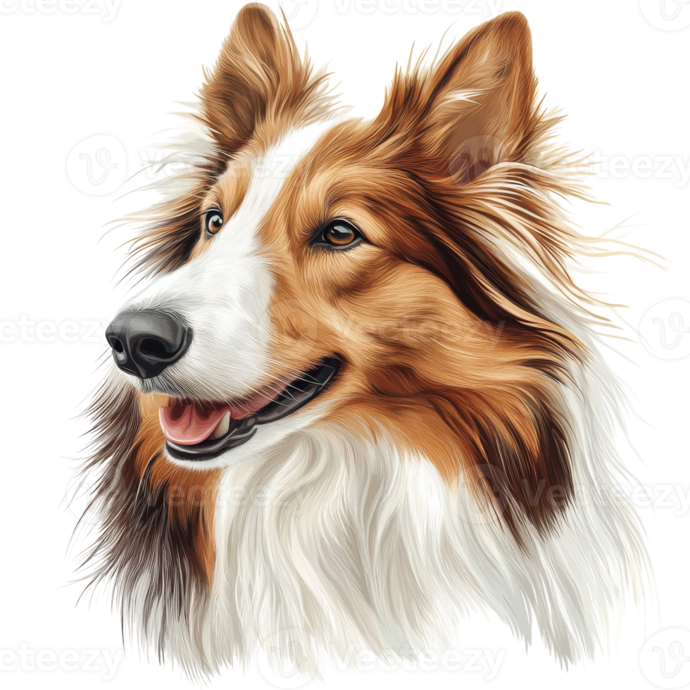 Scottish Collie Dog White Background on transparent background. png