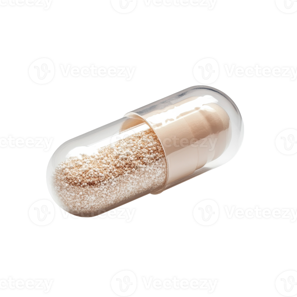 Capsule with Particles Design Element on transparent background. png