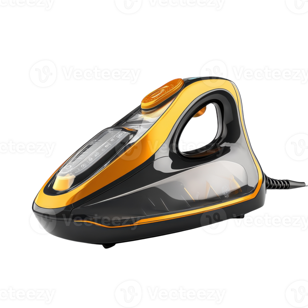 Steam Iron 3D Model White on transparent background. png