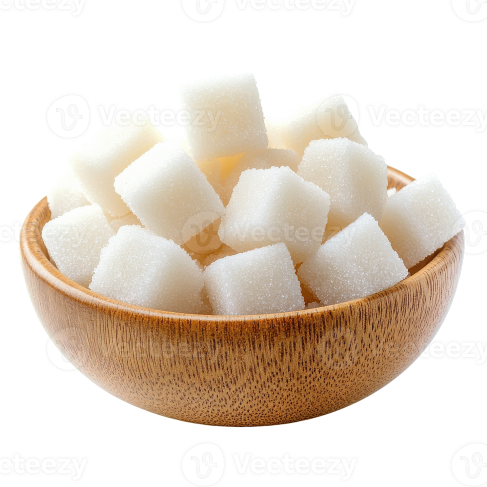 Sweet Sugar Cubes in Bowl on transparent background. png