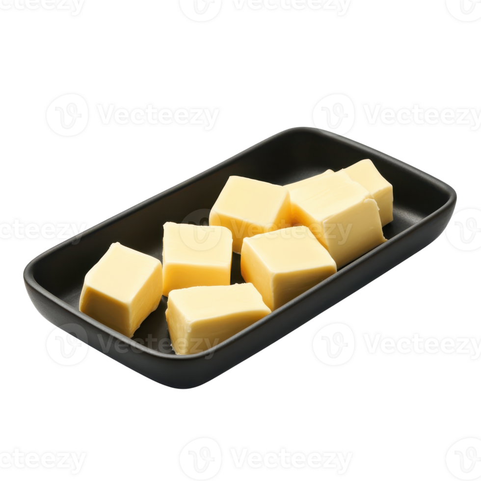 Fresh Butter in Tray White Background on transparent background. png