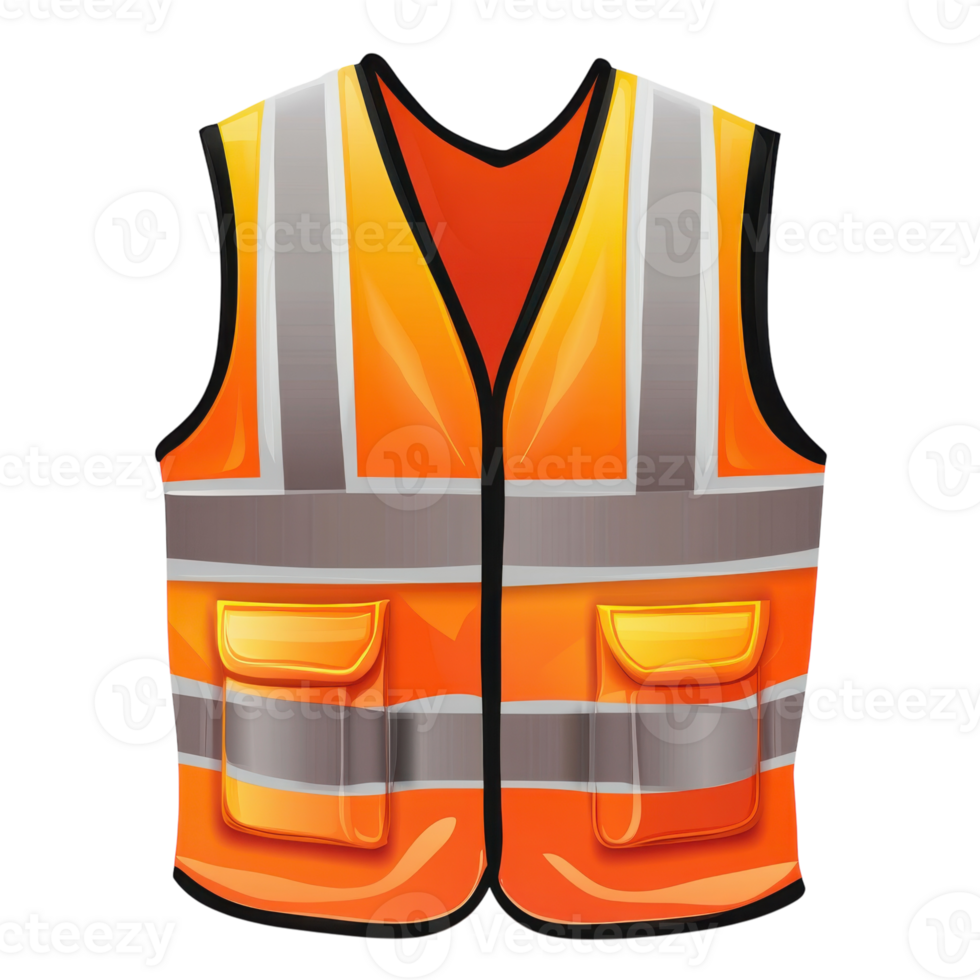 Safety Vest Industrial Protection on transparent background. png