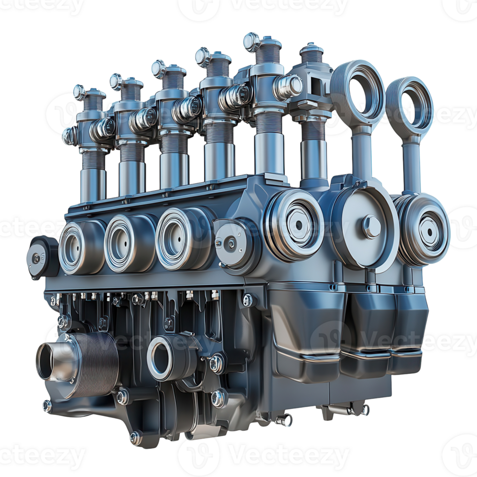 Powerful Diesel Engine Close up on transparent background. png