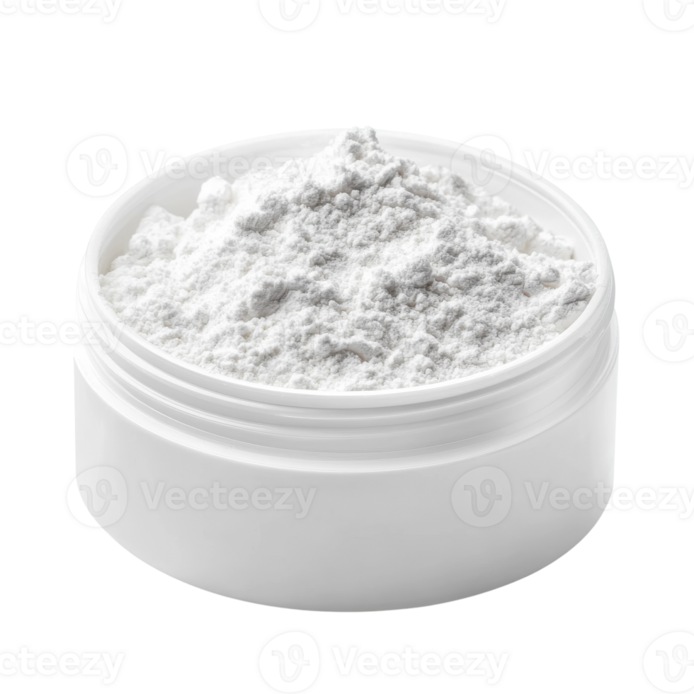 White Powder in Container on transparent background. png
