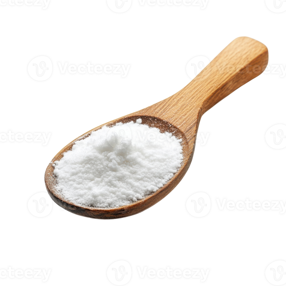 White Powder in Wooden Spoon on transparent background. png