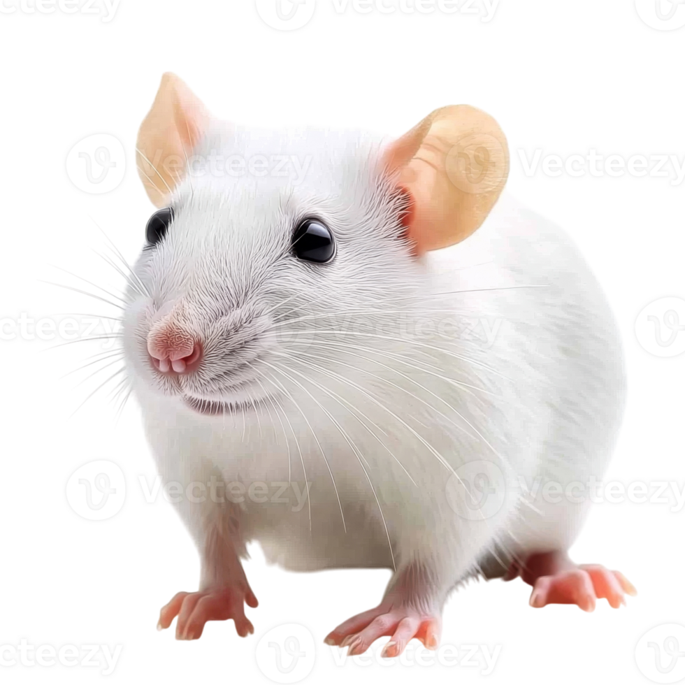 White Rat Isolated Background on transparent background. png