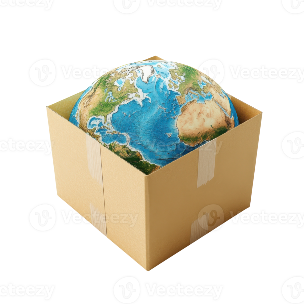 Global Shipping Concept Image on transparent background. png