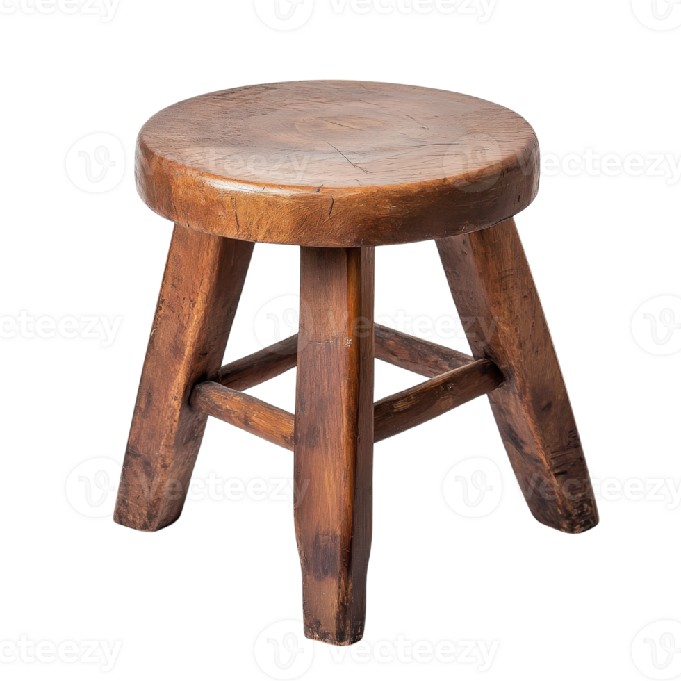 Wooden Stool White Background on transparent background. png