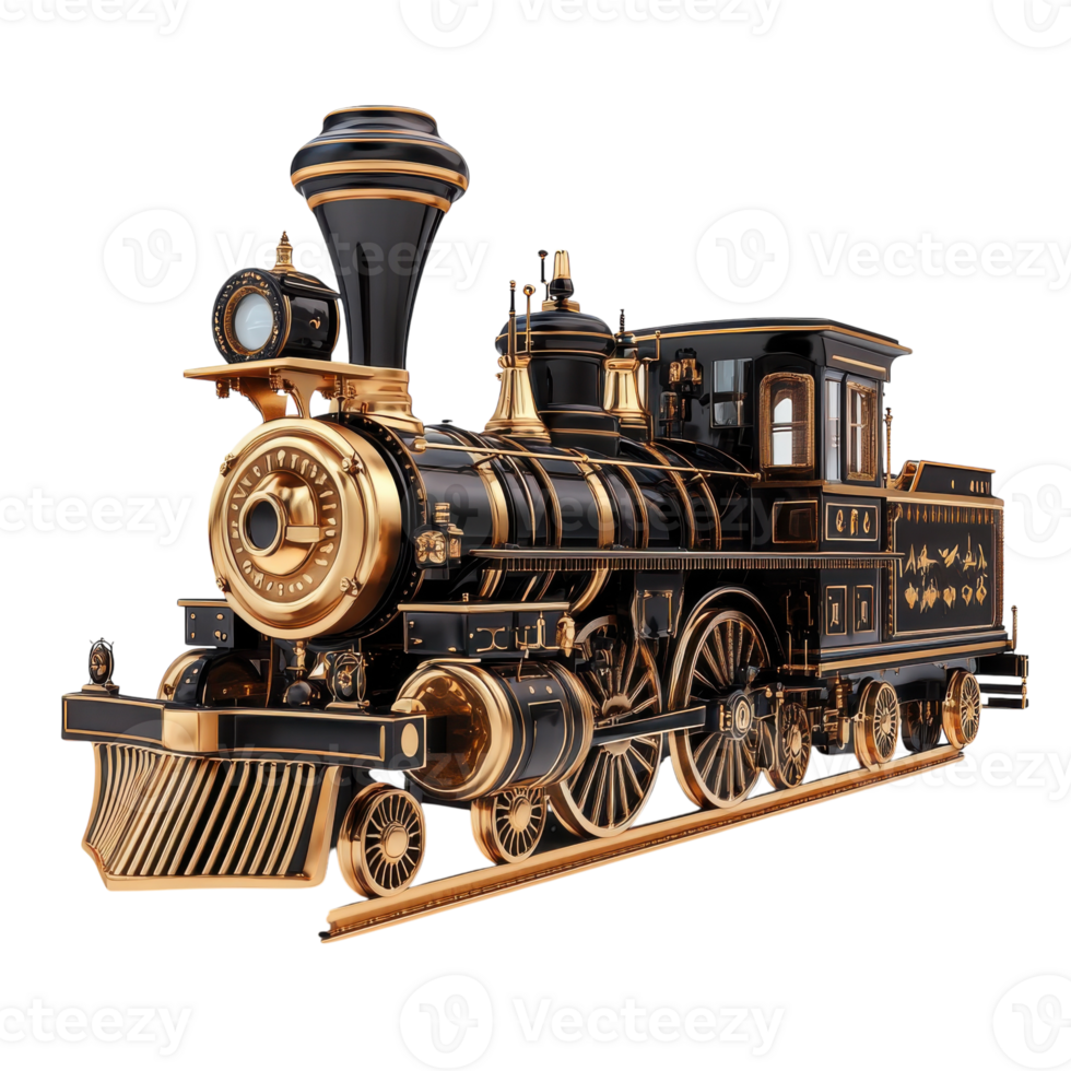 Powerful Locomotive 3D Model on transparent background. png