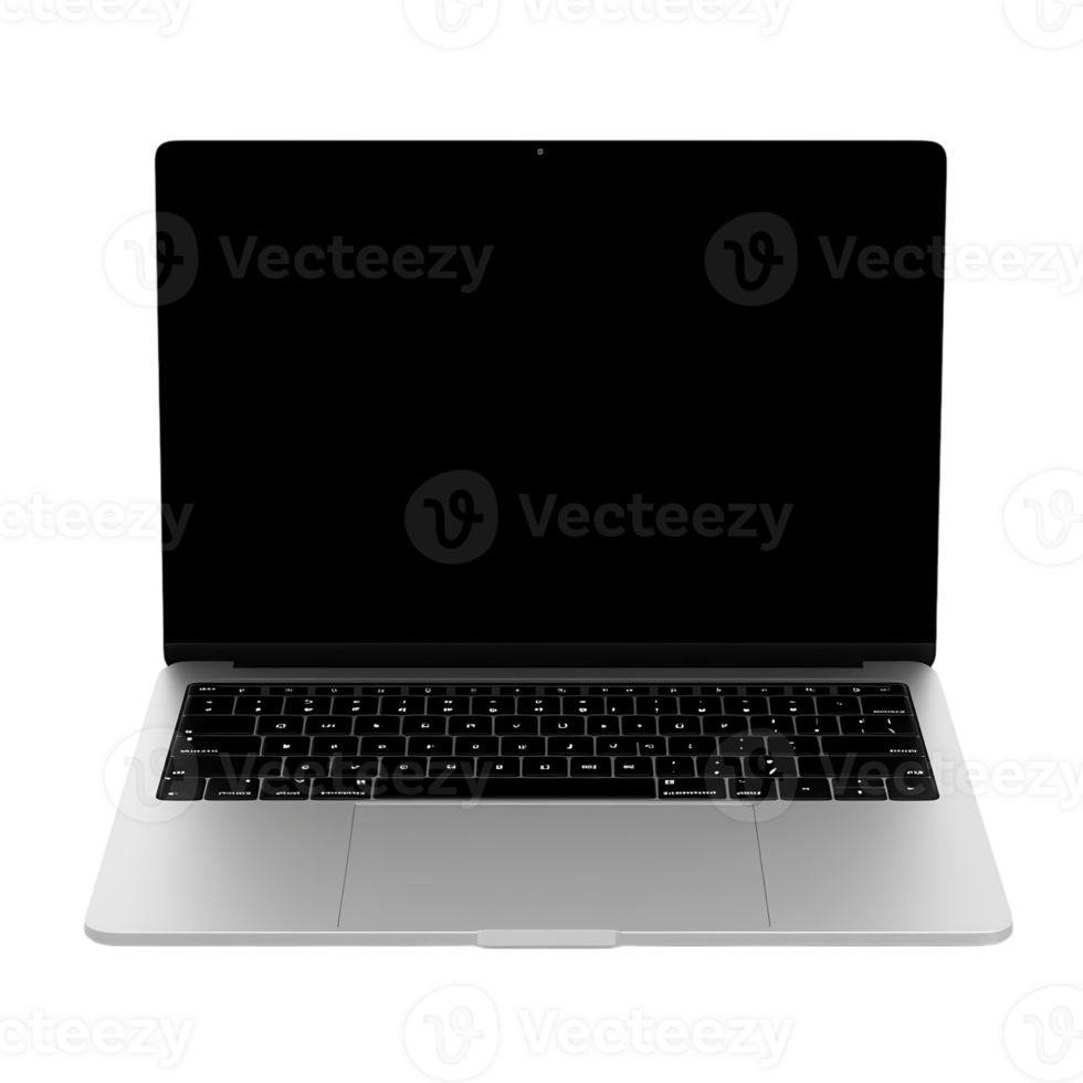 Modern Black Laptop White Background on transparent background. png