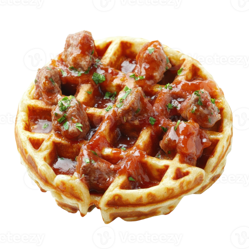 Delicious Meat Waffles Food on transparent background. png